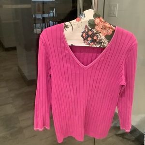 Vintage Eddie Bauer Pima Cotton Ribbed V-neck Sweater Size L